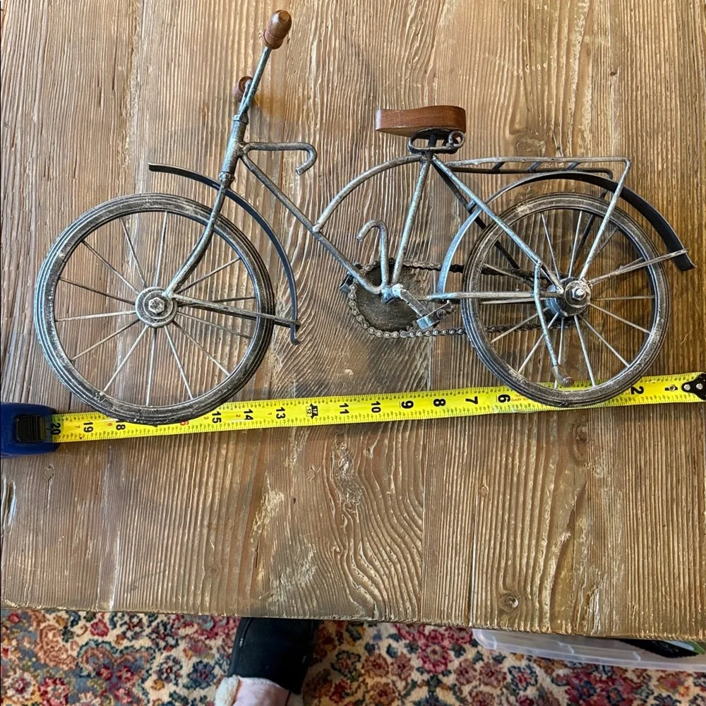 Rustic Metal Bicycle decor wooden seat and handlebars